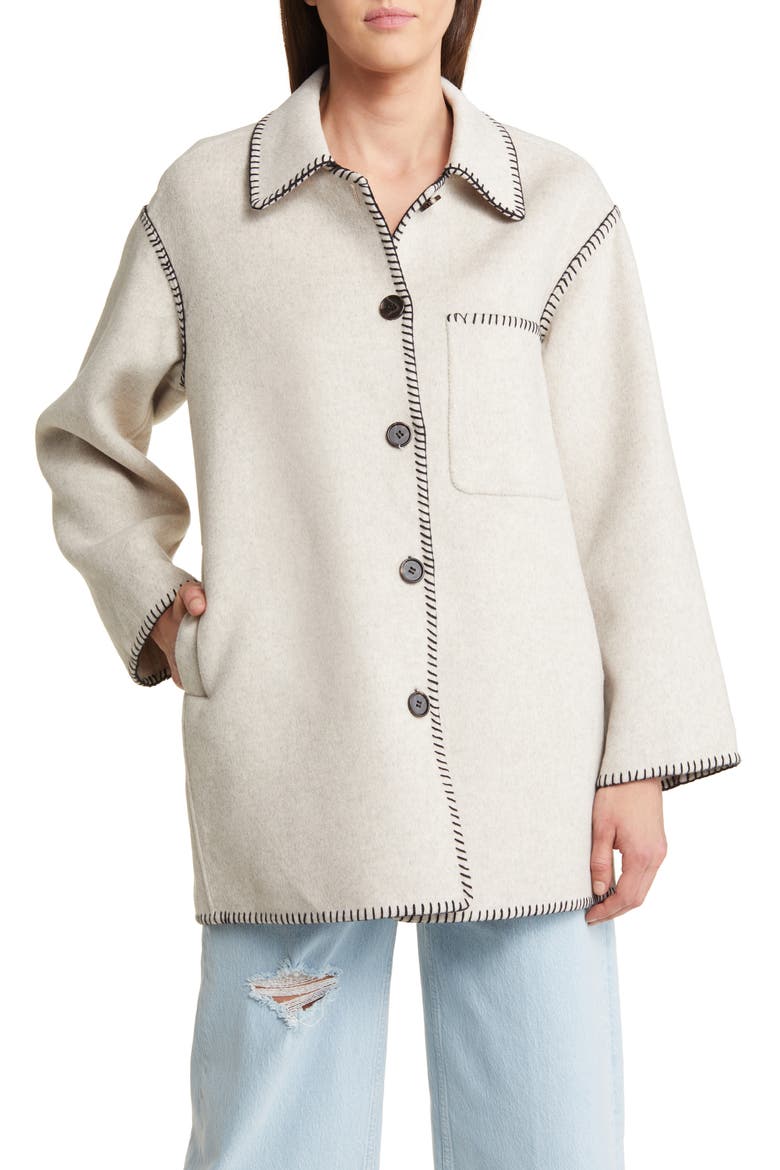 Odyssey Whipstitch Detail Wool Blend Jacket, Alternate, color, OATMEAL