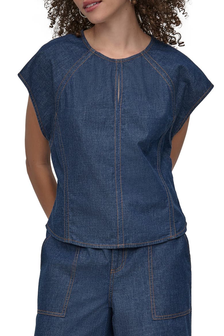 Seamed Denim Top, Main, color, CROSBY WASH