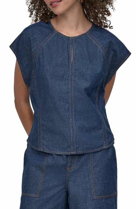 DKNY Seamed Denim Top