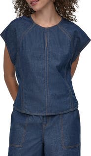 DKNY Seamed Denim Top