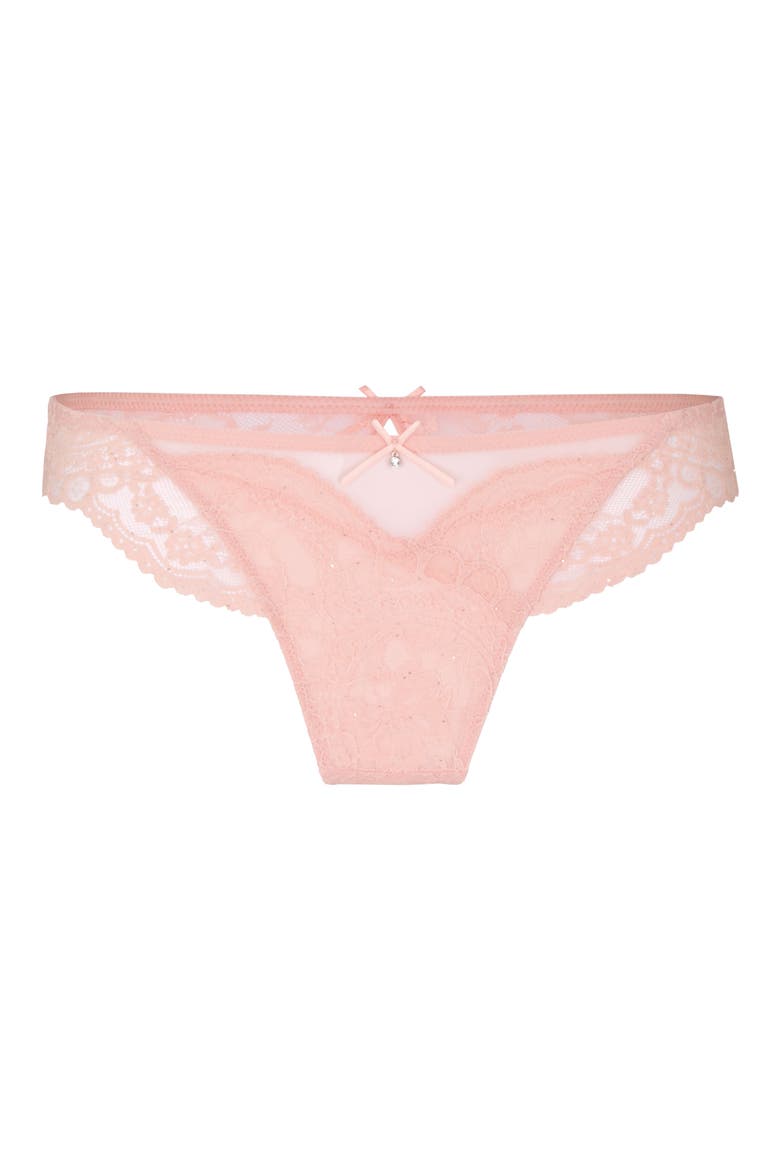 Isadora Lace High Leg String Thong, Alternate, color, BLOSSOM