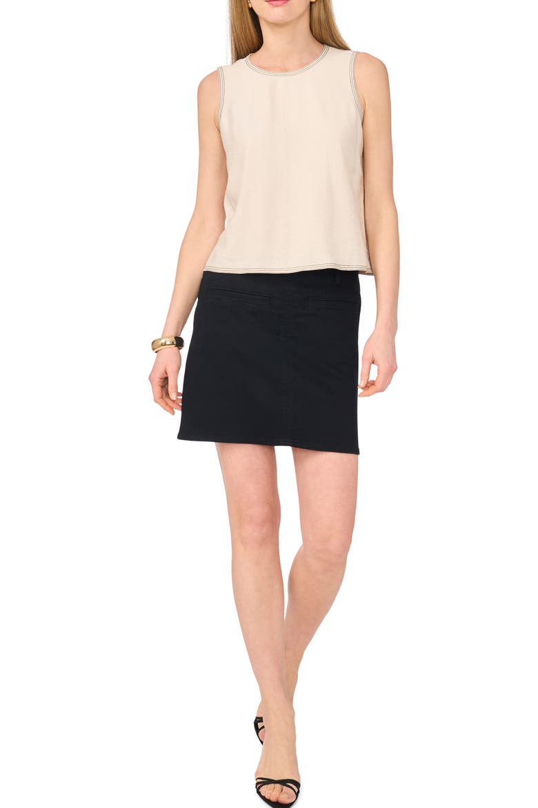 Topstitch Detail Woven Tank, Alternate, color, SOFT CREAM