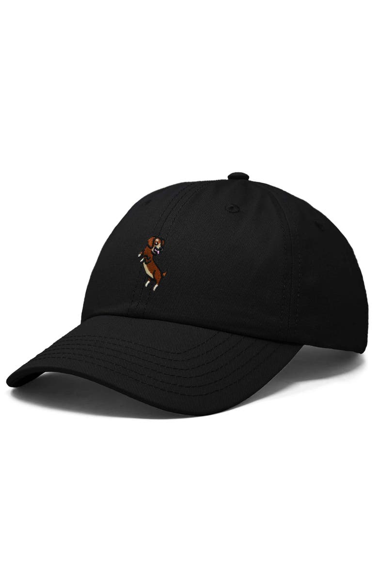 Dalix Dachshund Embroidered Dad Cap, Alternate, color, Black