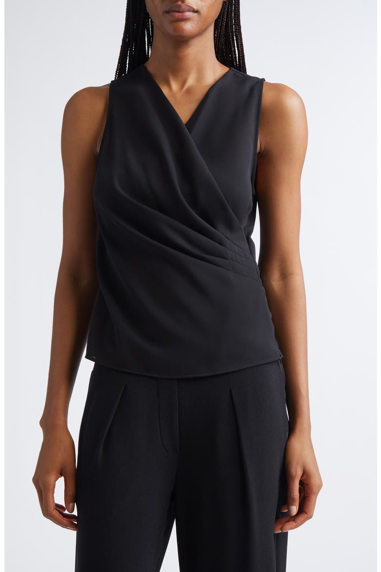 Faux Wrap Shell, Main, color, SOLID BLACK