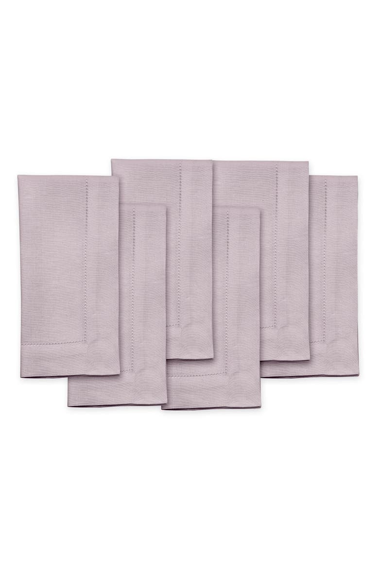 Linen Dinner Napkins Set of 6, 20 x 20" - Classic Hemstitch, Main, color, Lilac