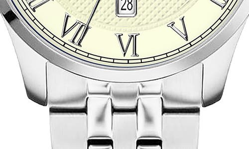 Alfred Sung Tempus Stainless Steel Bracelet Watch, 42mm In Silver/linen