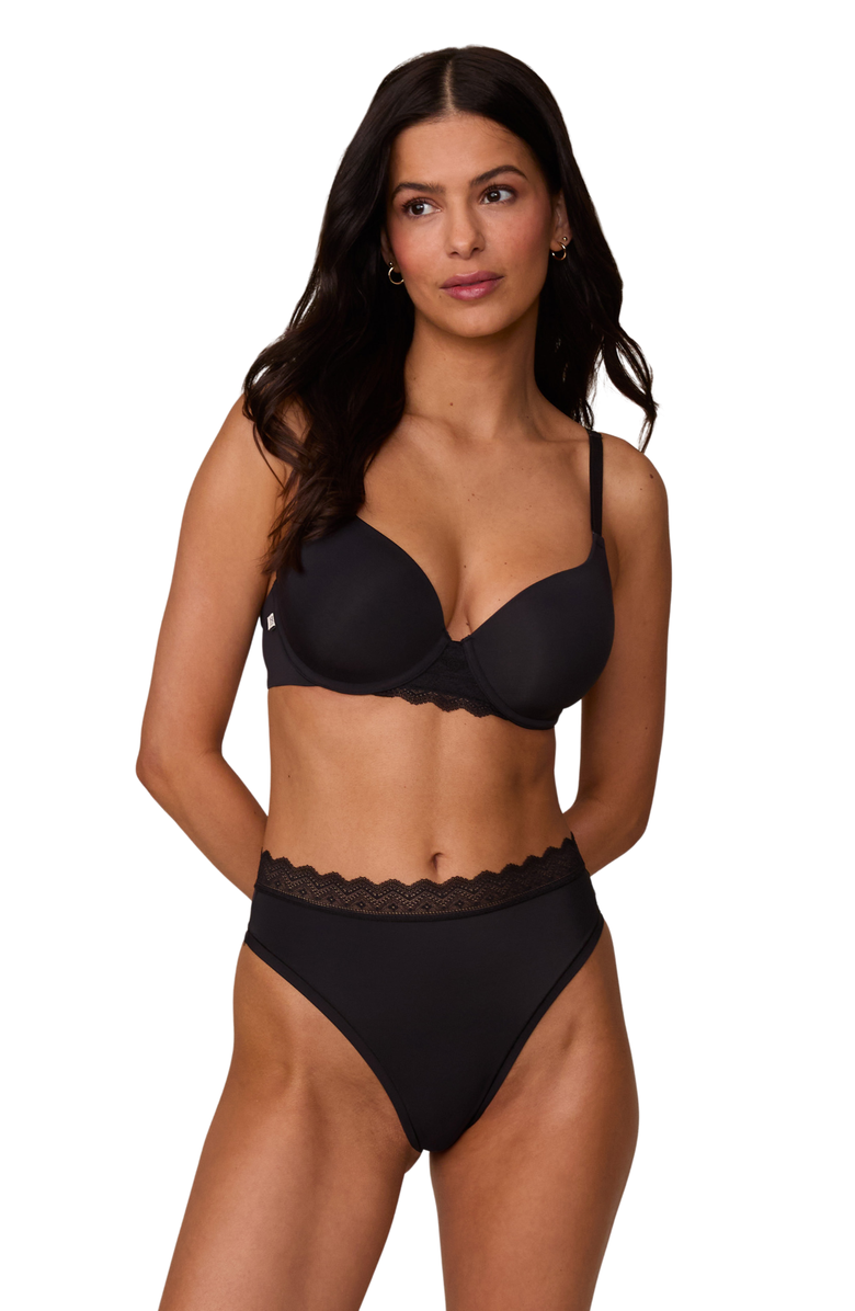 Harper Wilde Base Lace T-Shirt Bra, Alternate, color, Black