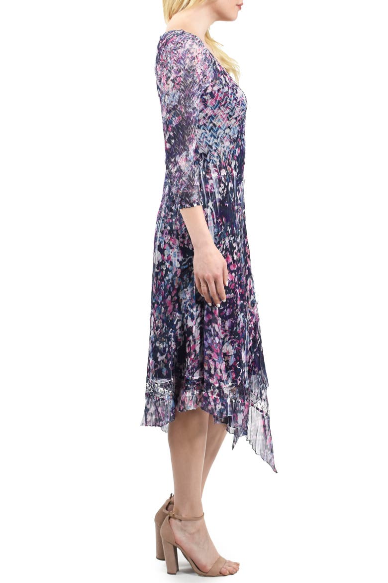 Handkerchief Hem Chiffon Cocktail Dress, Alternate, color, PURPLE HYBRID