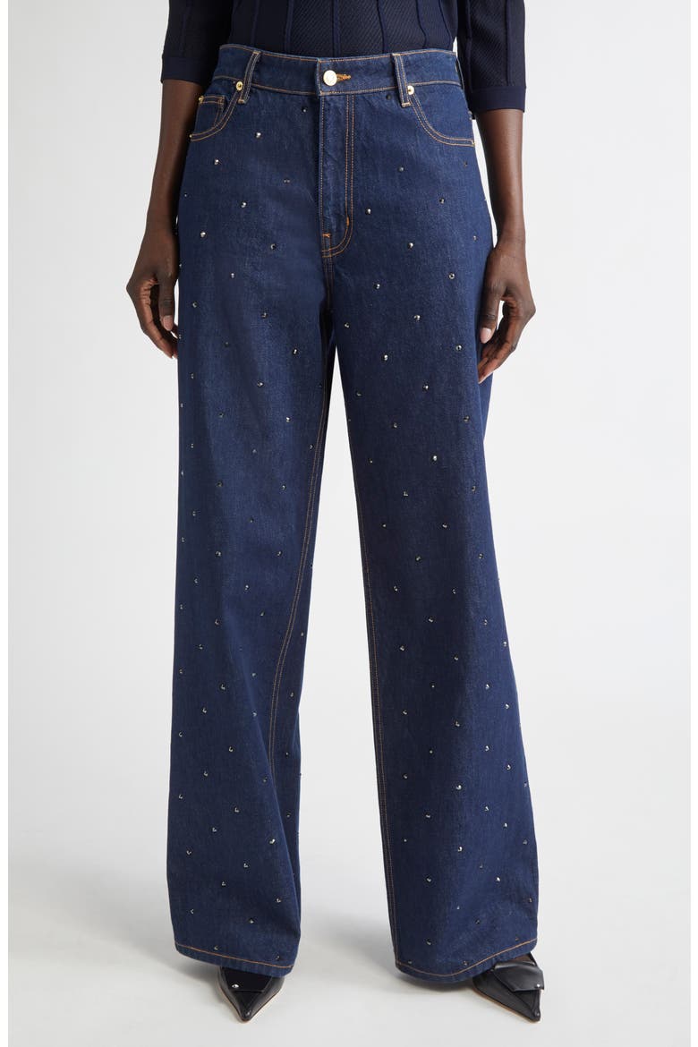 Rhinestone Embellished Jeans, Main, color, INDIGO WASH