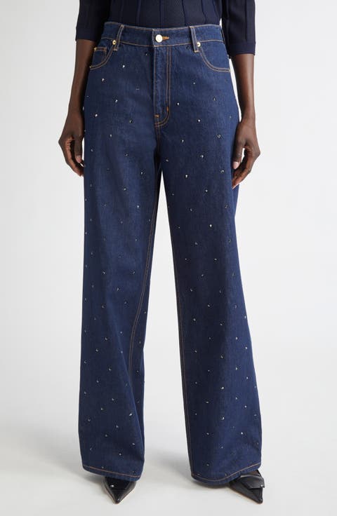 Rhinestone Embellished Jeans