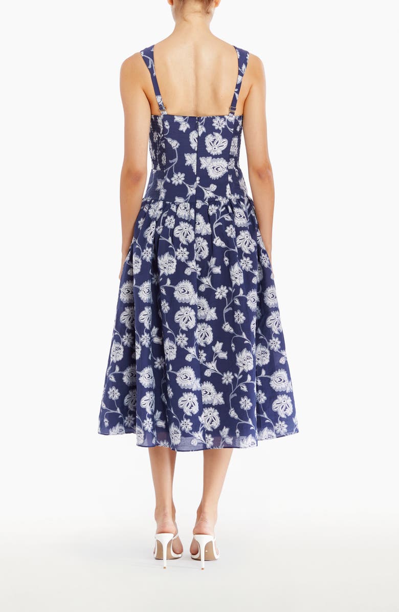 Amanda Uprichard Abernathy Floral Midi Dress, Alternate, color, Navy