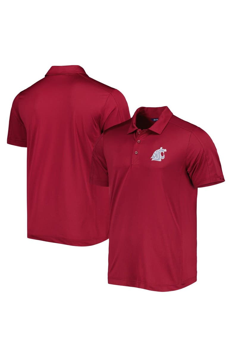 Cutter & Buck Men's Cutter & Buck Crimson Washington State Cougars Prospect Textured Stretch DryTec Polo, Alternate, color,