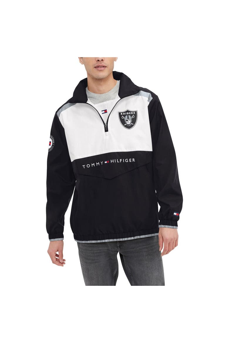 Men's Tommy Hilfiger Black/White Las Vegas Raiders Carter Half-Zip Hooded Top, Main, color, Black