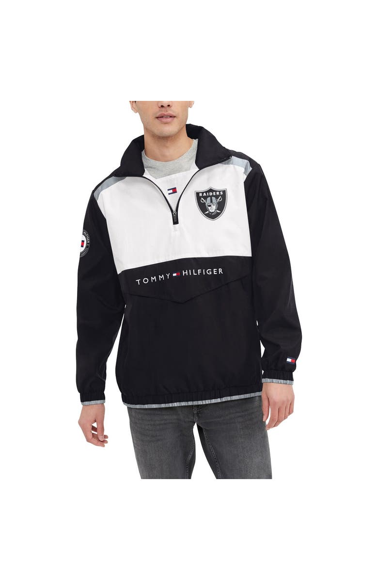 Tommy Hilfiger Men's Tommy Hilfiger Black/White Las Vegas Raiders Carter Half-Zip Hooded Top, Main, color, 