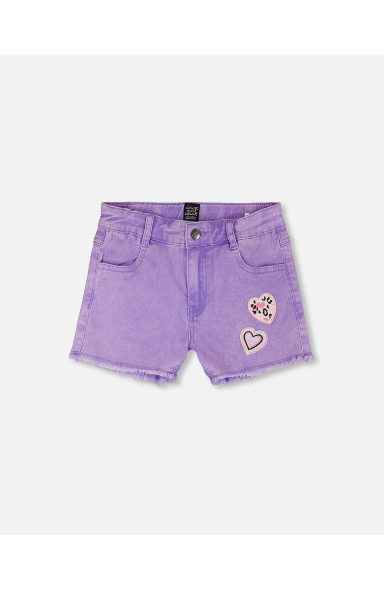Deux par Deux Heart Embroidery Denim Shorts, Main, color, Mauve