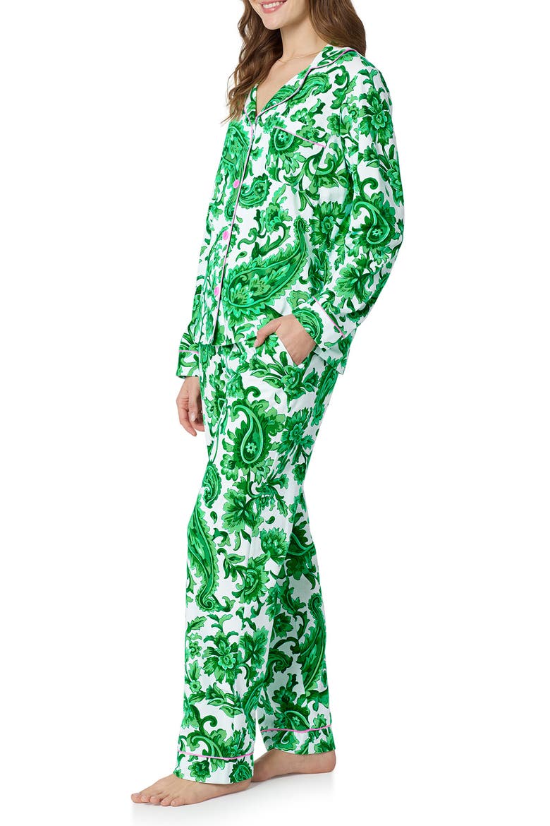 Print Stretch Organic Cotton Pajamas, Alternate, color, SORRENTO VERDE