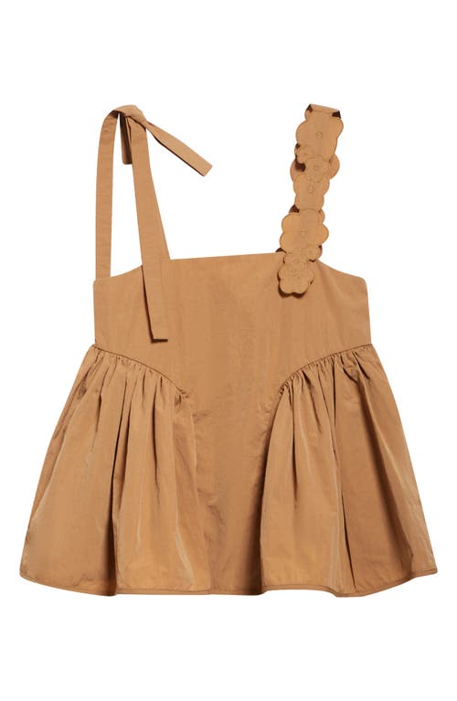 Cecilie Bahnsen Onyx Floral Appliqué Nylon Ripstop Top In Chestnut