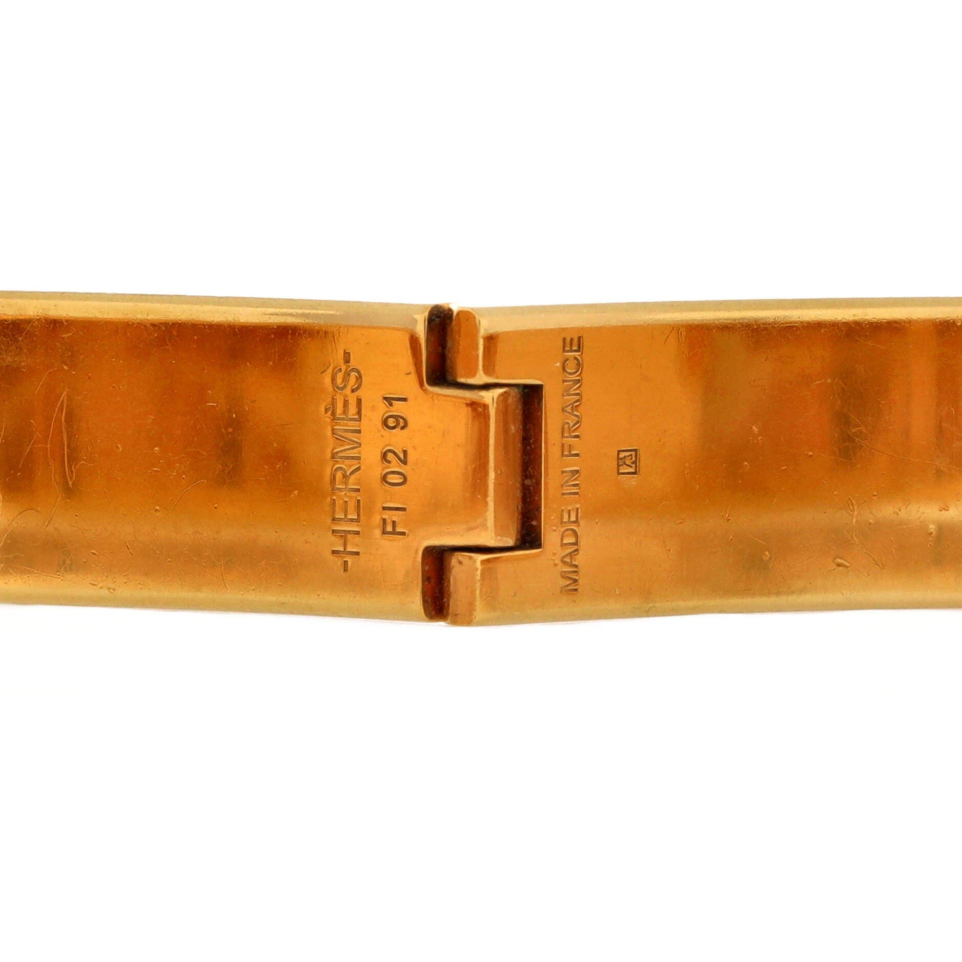 Pre-Owned Hermes Clic H Bracelet Enamel Narrow, Alternate, color, Gold