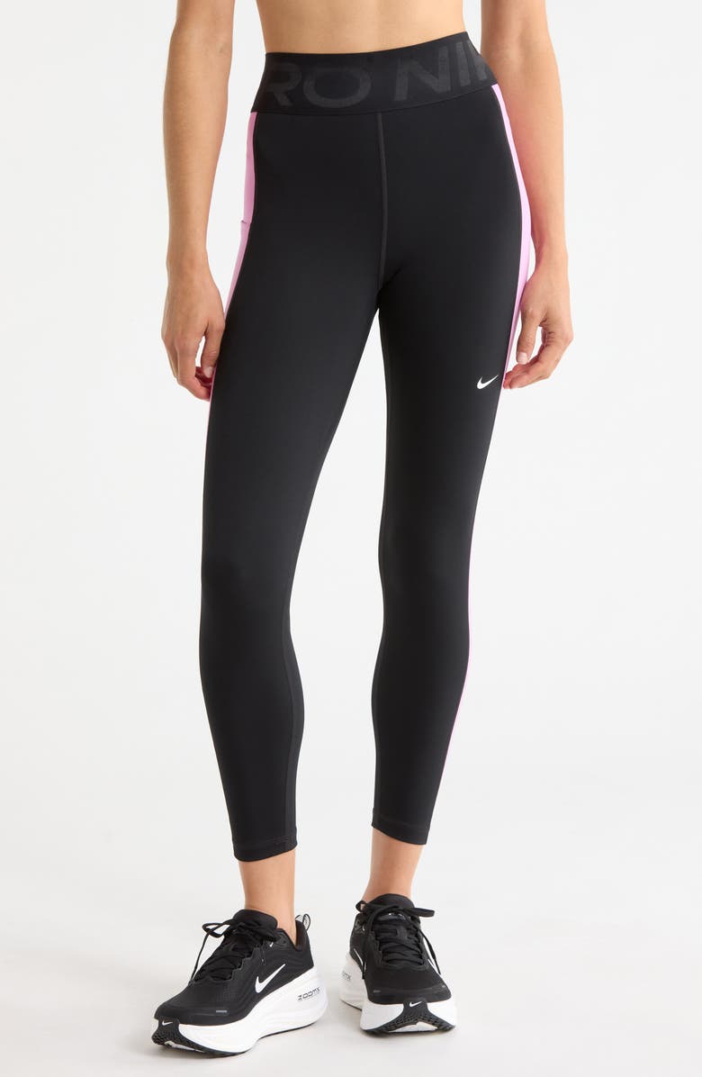 Nike Pro Sculpt High Waist 7/8 Leggings, Main, color, Black/ Light Magenta/ White