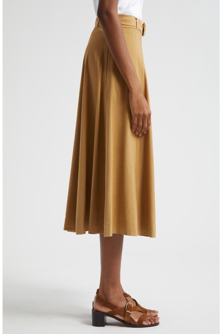 Arwen Belted Linen Blend Skirt, Alternate, color, DESERT KHAKI