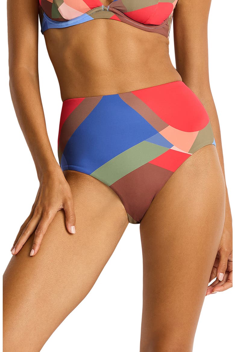 Santora High Waist Bikini Bottoms, Main, color, BLUE MULTI