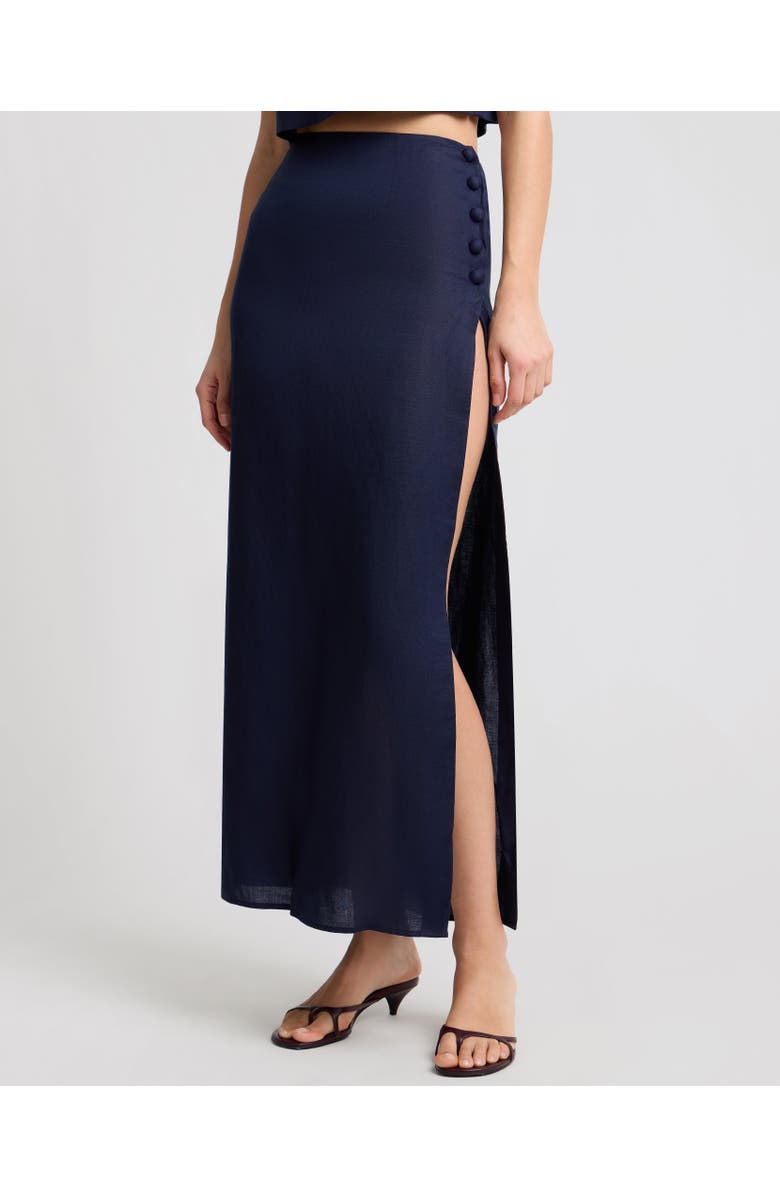 Onia High Slit Maxi Skirt, Main, color, Noir Navy