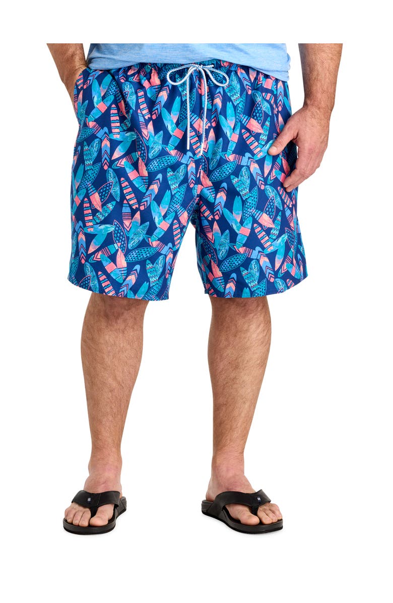 Harbor Bay by DXL Big & Tall Gone Surfin Swim Trunks, Main, color, Blue Multi