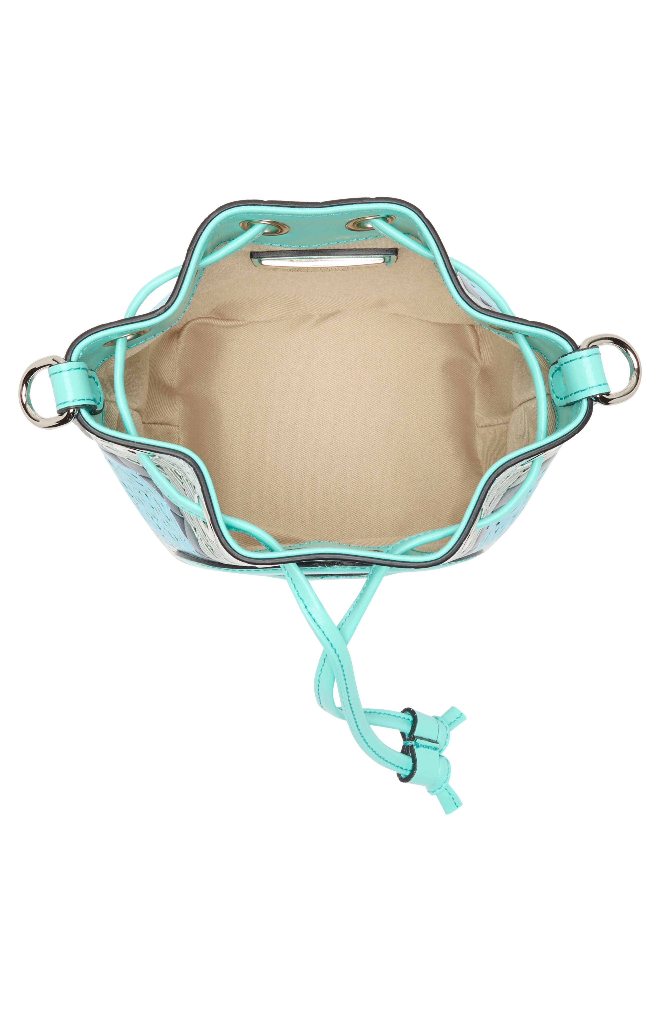 VALENTINO BY MARIO VALENTINO Jules Tresse Leather Bucket Bag, Alternate, color, Bermuda Green