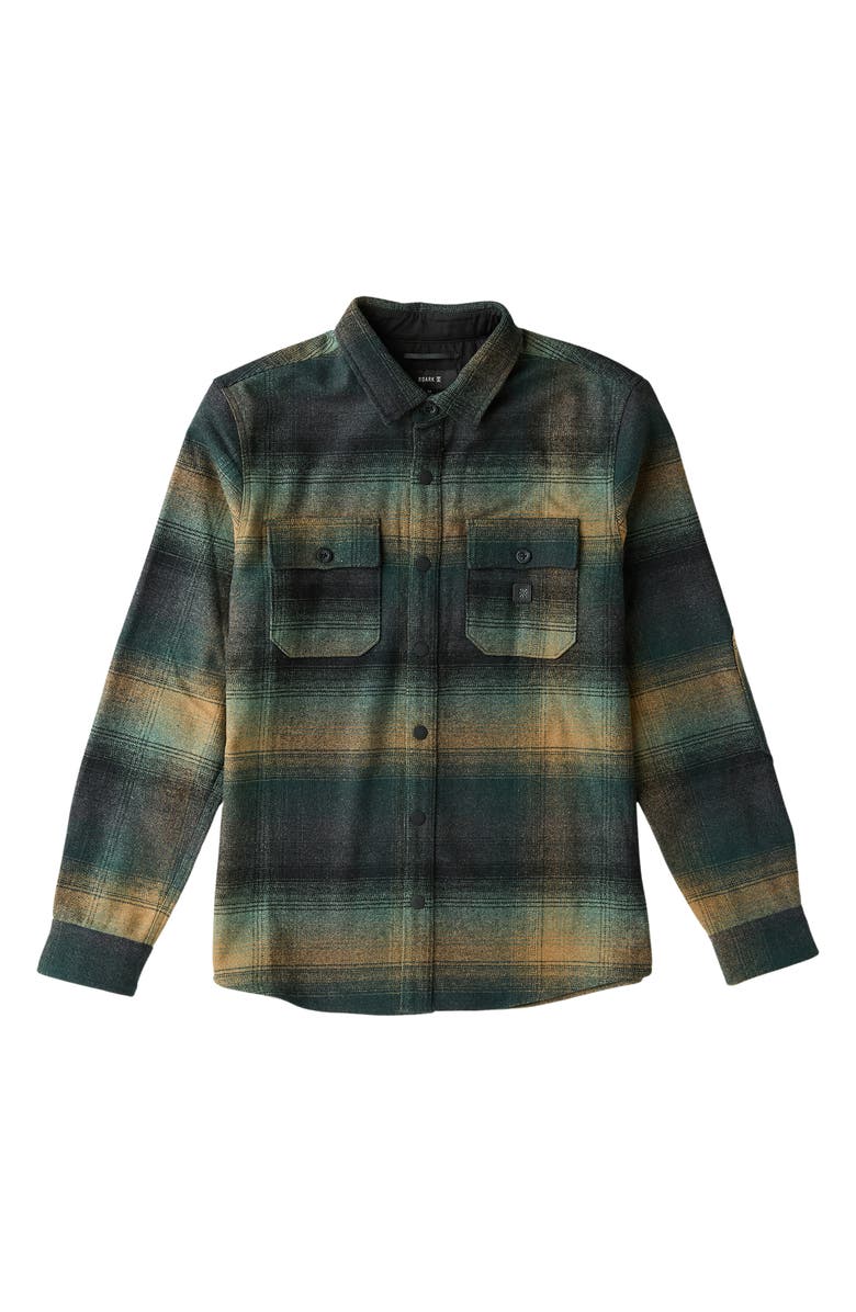 Roark Nordsman Plaid Flannel Snap-Up Overshirt, Main, color, Forest