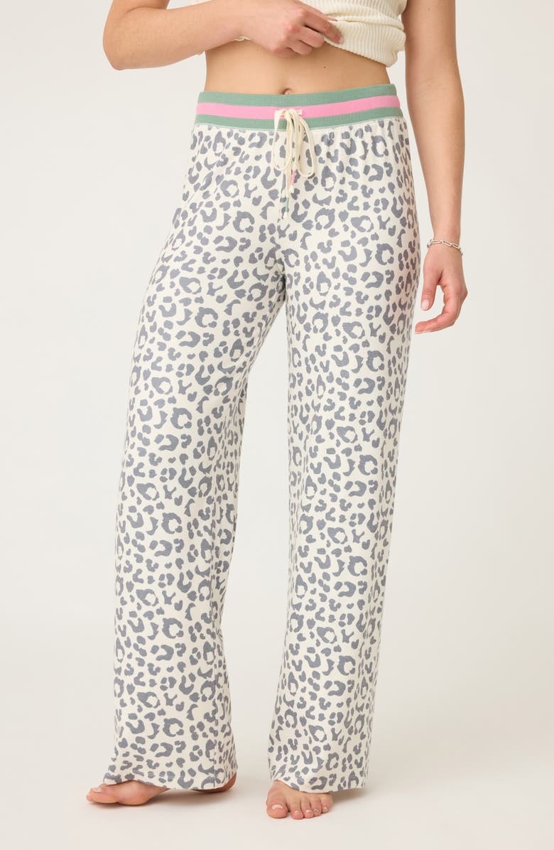PJ Salvage Life in Leopard Pajama Pants, Main, color, Ivory/ Grey