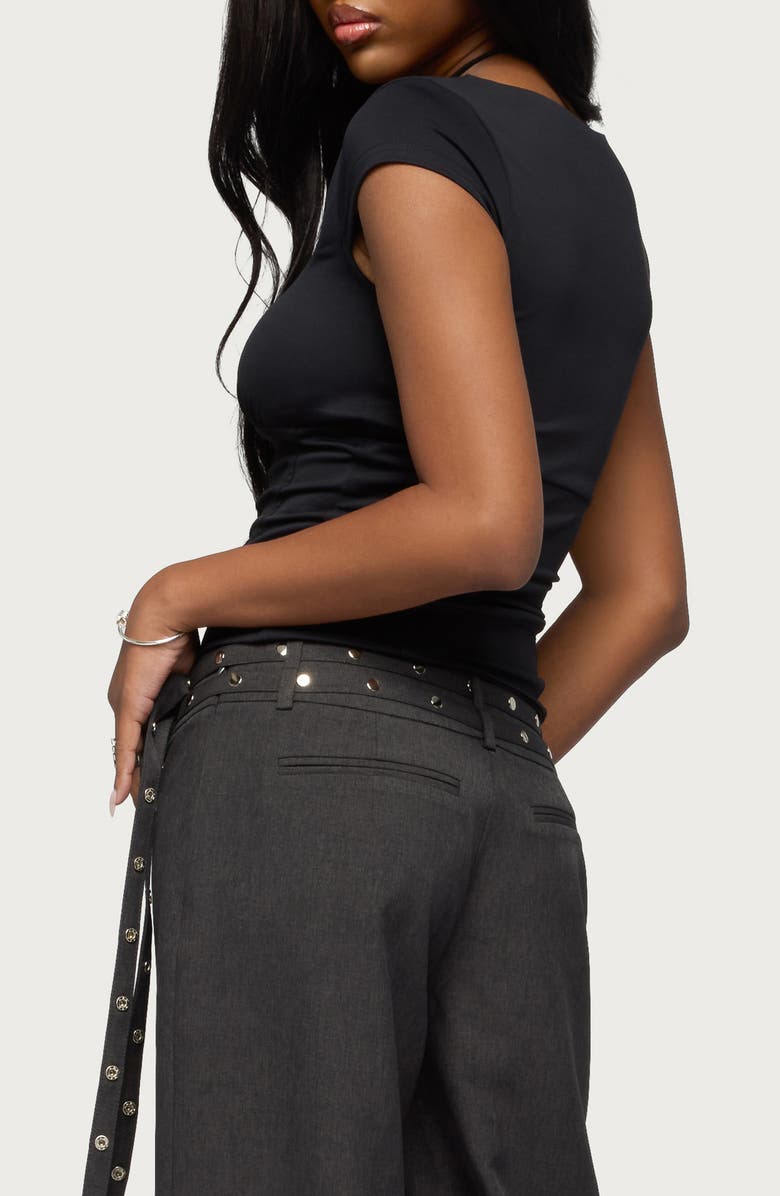 EDIKTED Laiah Square Neck Cap Sleeve Crop Top, Alternate, color, 