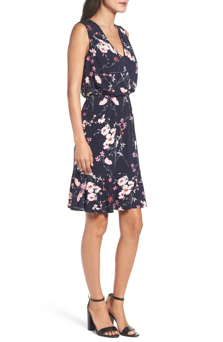Eliza J Floral Ruffle Hem Dress, Alternate, color,