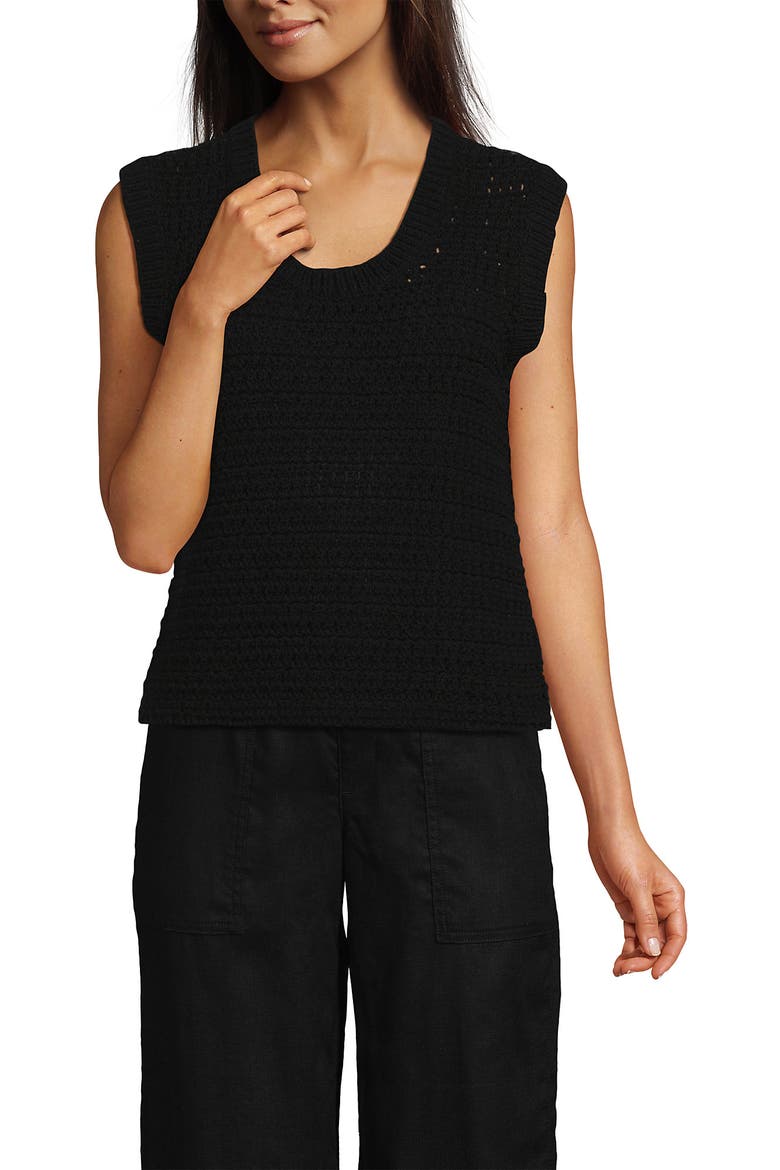Blend Texture U Neck Vest Sweater, Main, color, Black
