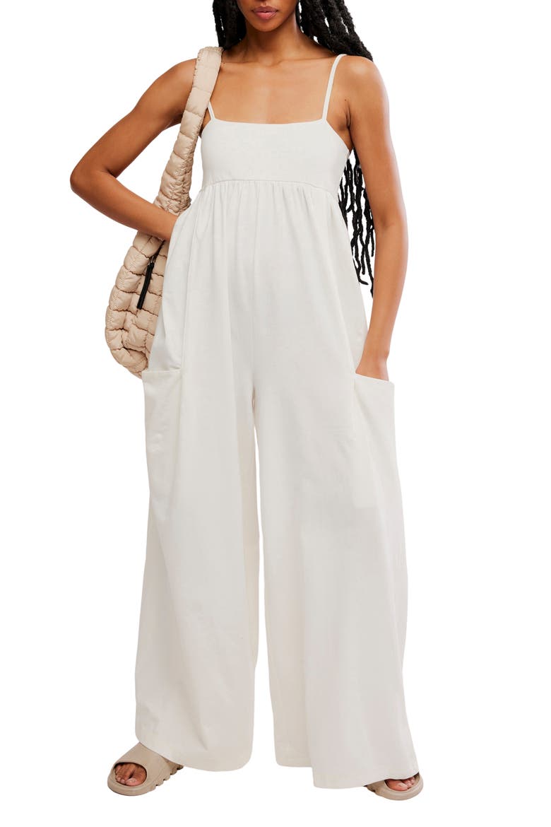 FP Movement Hot Shot Strappy Stretch Cotton Jumpsuit, Main, color, IVORY