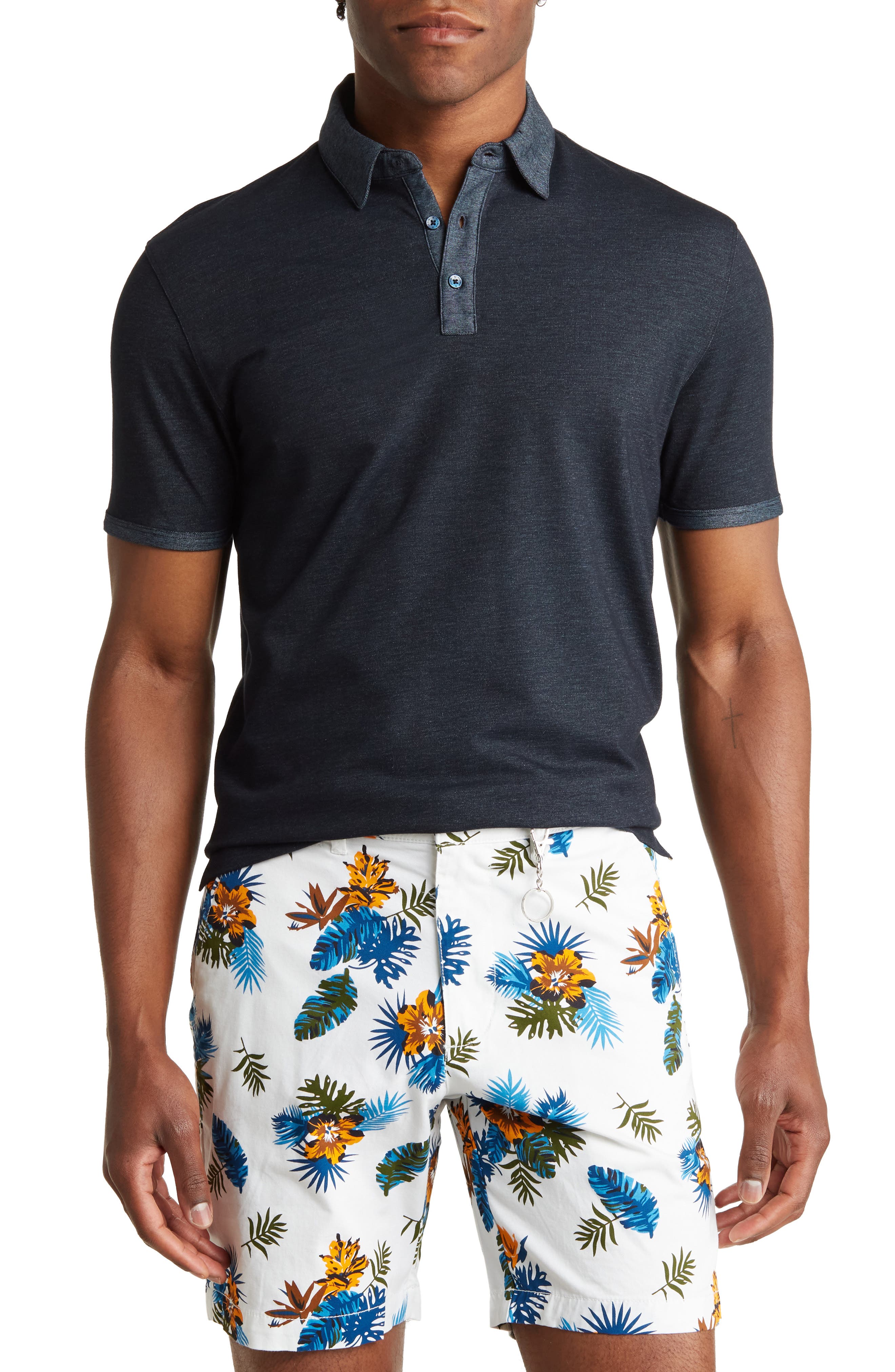 DENIM AND FLOWER Contrast Collar Polo