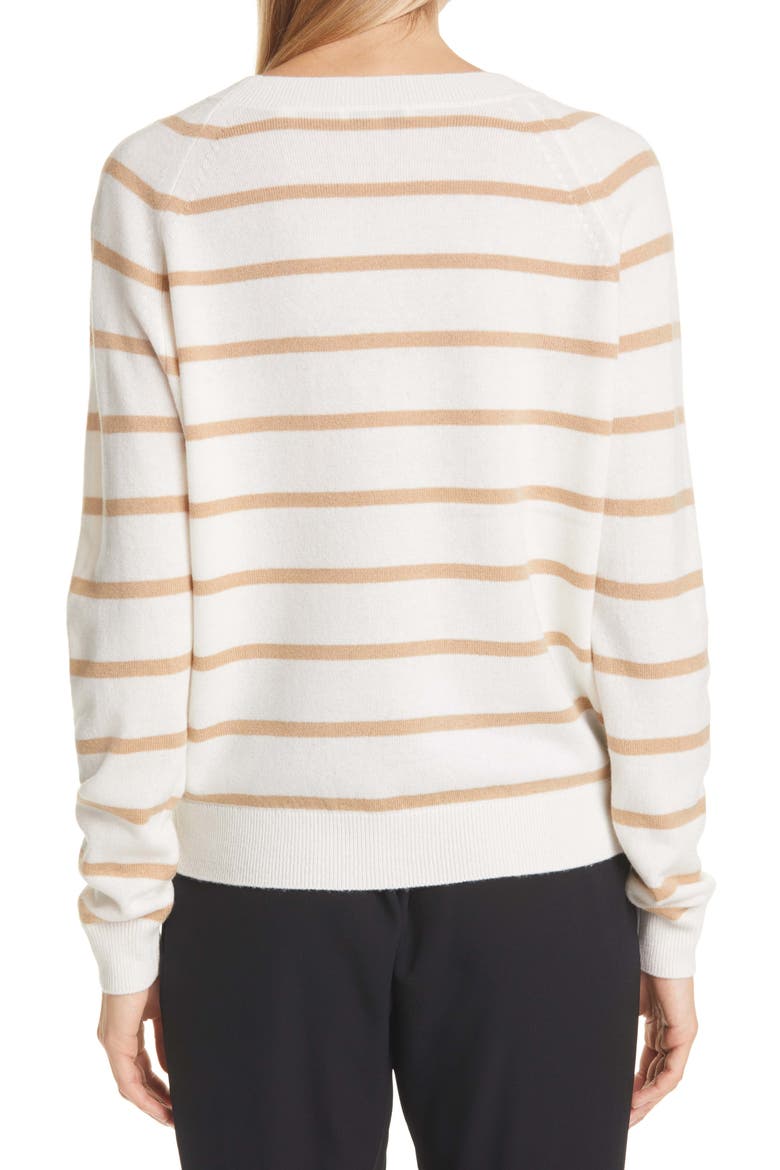 Striped Wool & Cashmere Blend Sweater, Alternate, color, OFF WHITE/ HAZEL