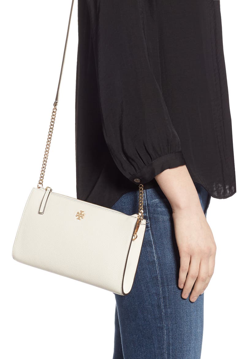 Pebbled Leather Top Zip Crossbody Bag, Alternate, color, NEW IVORY