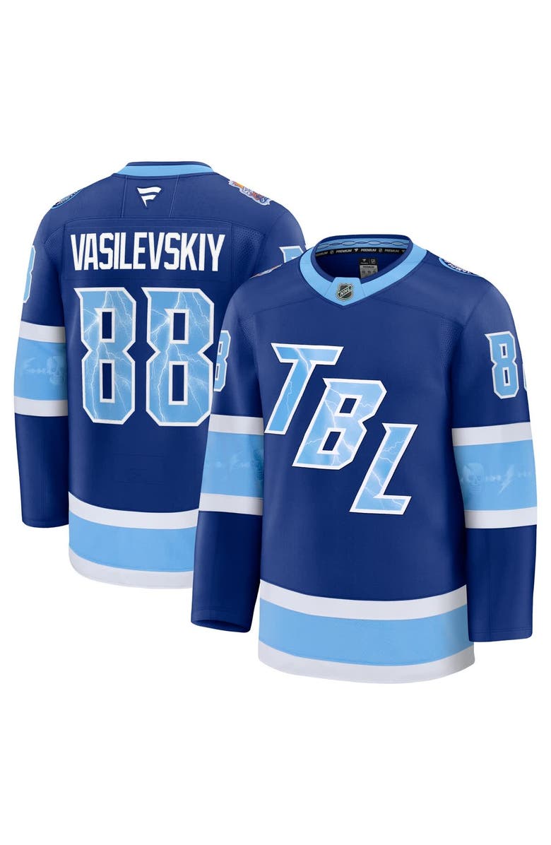 FANATICS Men's Fanatics Andrei Vasilevskiy Blue Tampa Bay Lightning 2026 NHL Stadium Series Premium Jersey, Main, color, Blue