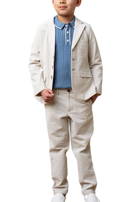 Hope & Henry Boys' Organic Seersucker Suit Pant, Toddler In Tonal Tan Seersucker
