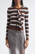 MONSE Stripe Front Cascade Merino Wool Cardigan