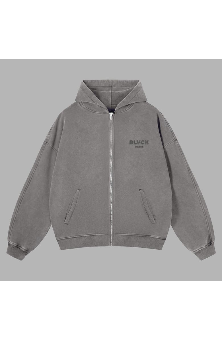 Blvck Acid Wash Zip Sweater, Main, color, Grey