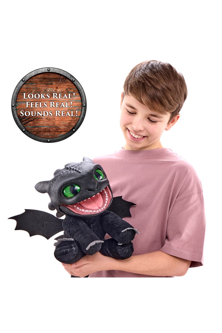 WOW! STUFF Toothless Puppetronic by RealFX 10" Plush 50+ Sounds Ages 6+ HTTYD, Alternate, color, Multicolored
