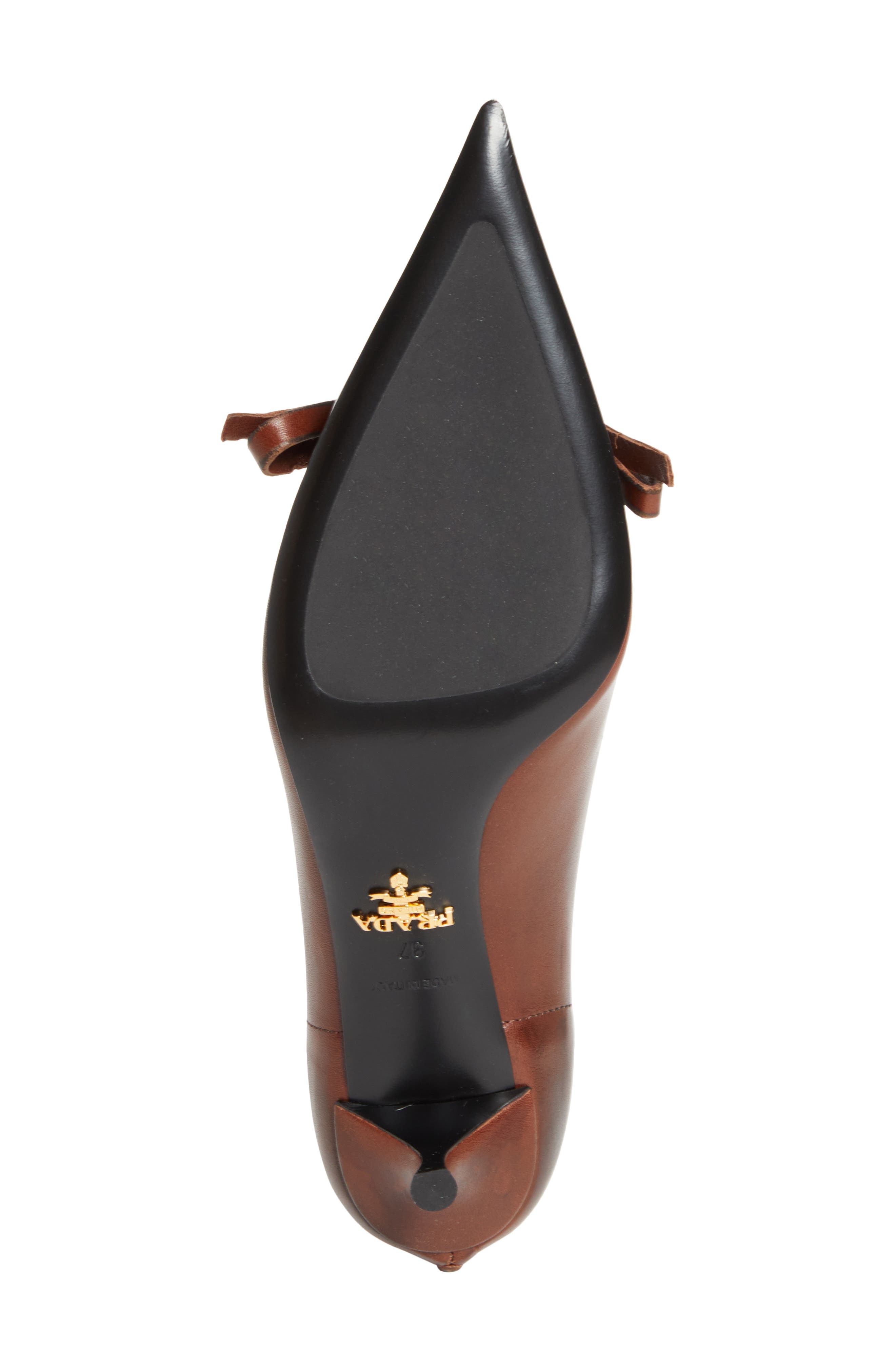 Prada Exposed Seam Kitten Heel Pump, Alternate, color, Cacao
