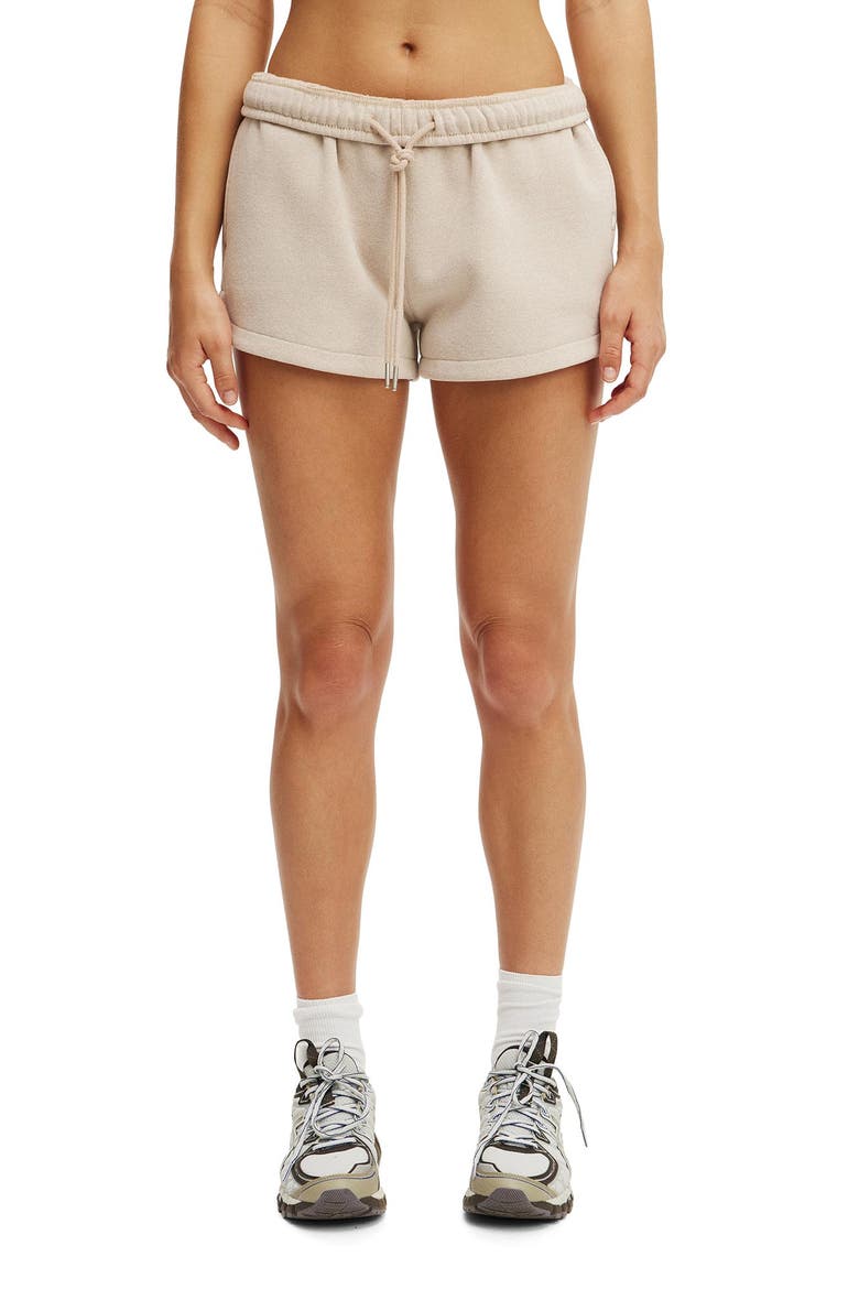 Women's Active Plush Classic Mini Short, Main, color, Sesame Marle