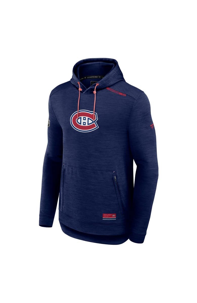 FANATICS Men's Fanatics Heather Navy Montreal Canadiens Authentic Pro Tech Pullover Hoodie, Alternate, color, 