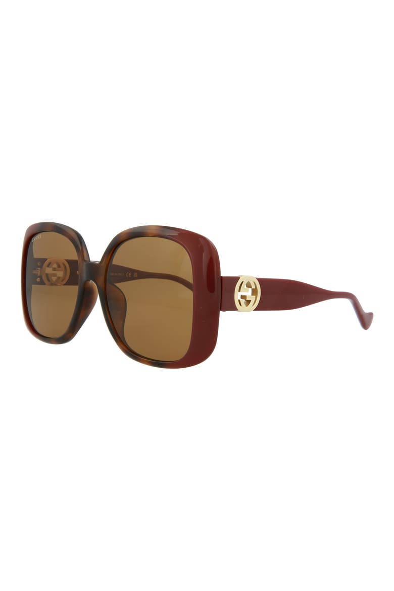 57mm Oversize Sunglasses, Alternate, color, HAVANA BURGUNDY BROWN