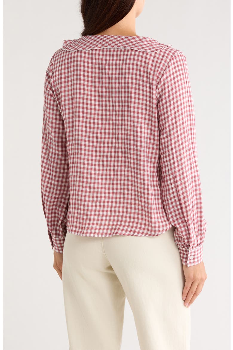Plaid Ruffled Woven Top, Alternate, color, ROAN ROUGE