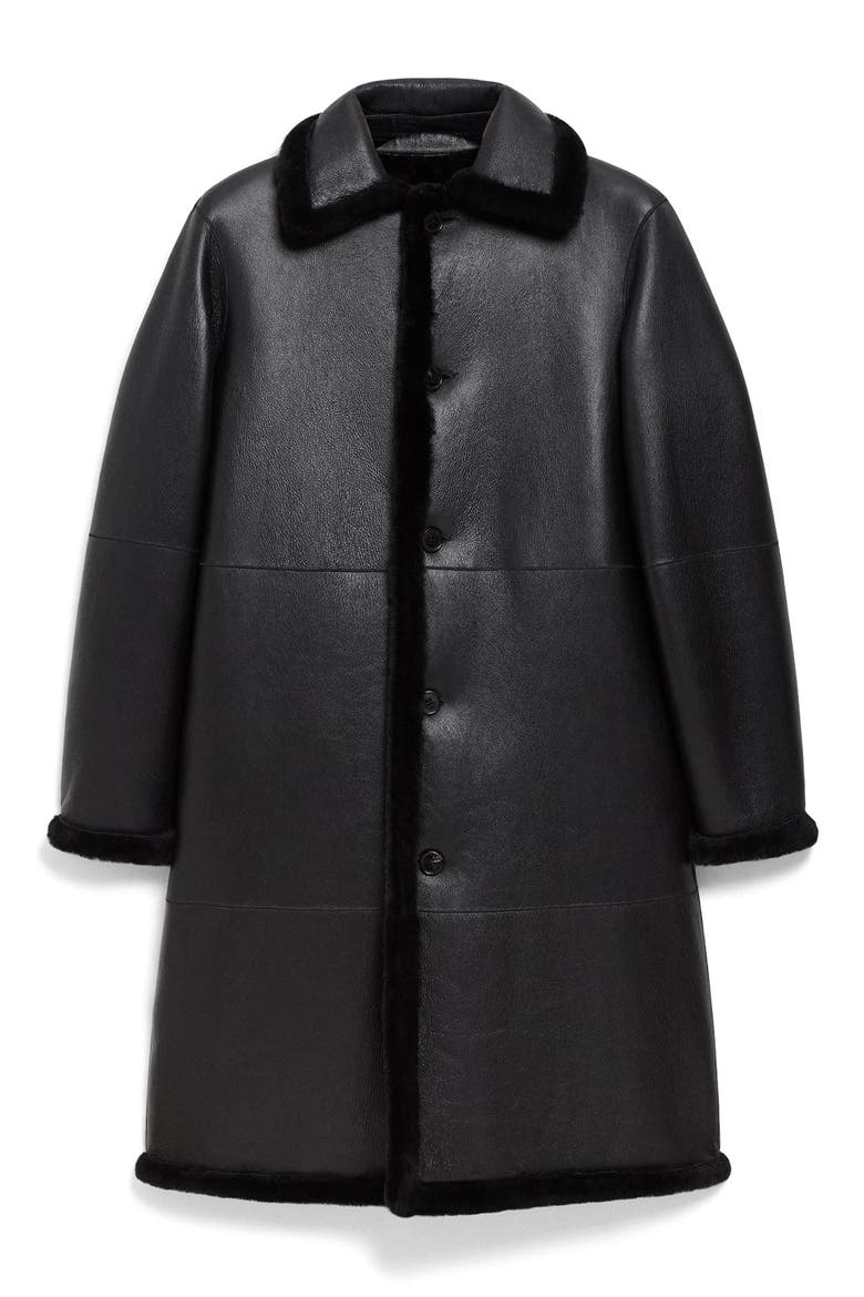 Genuine Shearling Trench Coat, Alternate, color, BLACK - 001