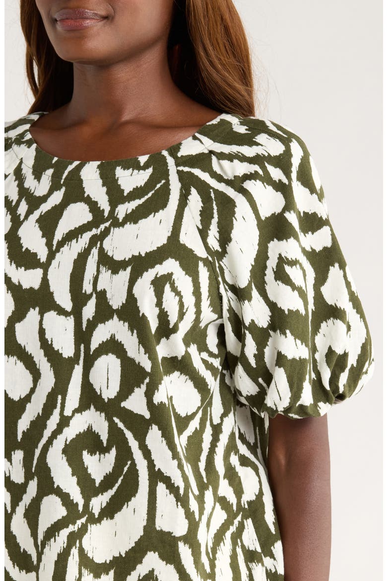 Inlet Ikat Print Linen Blend Top, Alternate, color, PALM VERDE