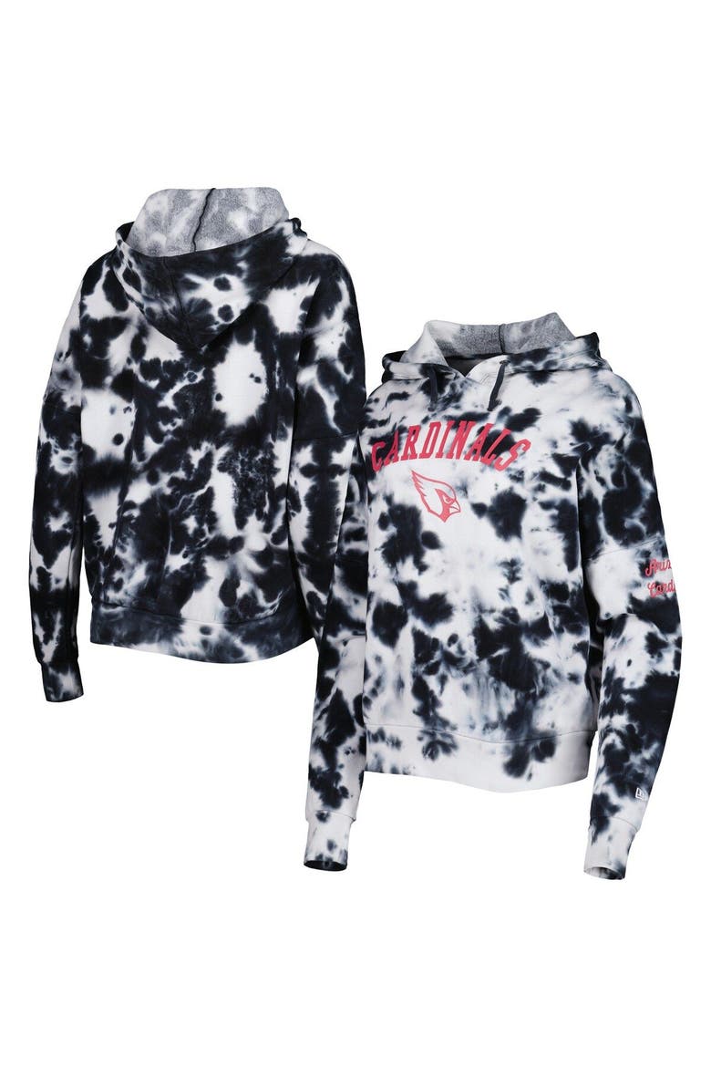 Women's New Era Black Arizona Cardinals Cloud Dye Fleece Pullover Hoodie, Main, color, Black